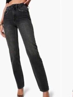 Good American Jeans 90’s Icon Straight Leg High Rise in Grey Size 8/29